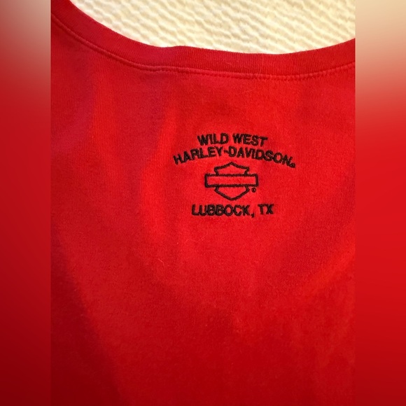 Harley Davidson Red V neck Shirt, Size XL - Picture 7 of 7